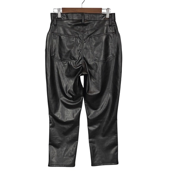 Abercrombie & Fitch Jeans‎ 90s Straight High Rise Denim Faux Leather 10/30 Short - Picture 2 of 6